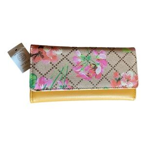 AR New York Yellow & Tan Floral Wallet